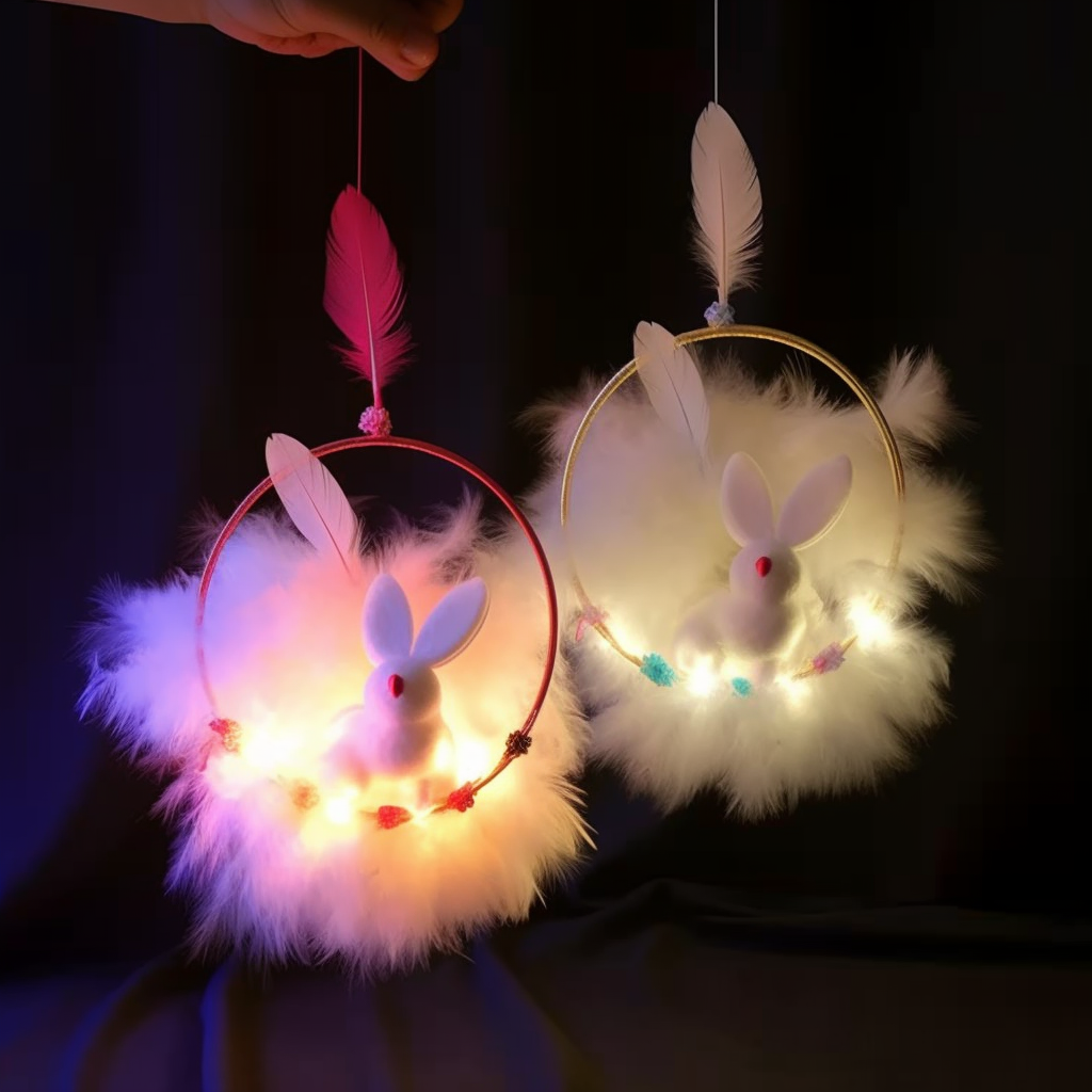 Feathered Easter Bunny Lamp